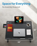 Deskpro XL 23.6" Ergonomic Adjustable Laptop Bed Desk, Laptop Bed Table | Tray for Eating, Computer, Writing, Floor, Couch | Large Lap Desk for Adults | Leather, Drawer, Book Stand (Black)