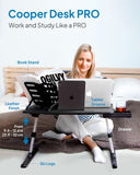 Deskpro XL 23.6" Ergonomic Adjustable Laptop Bed Desk, Laptop Bed Table | Tray for Eating, Computer, Writing, Floor, Couch | Large Lap Desk for Adults | Leather, Drawer, Book Stand (Black)