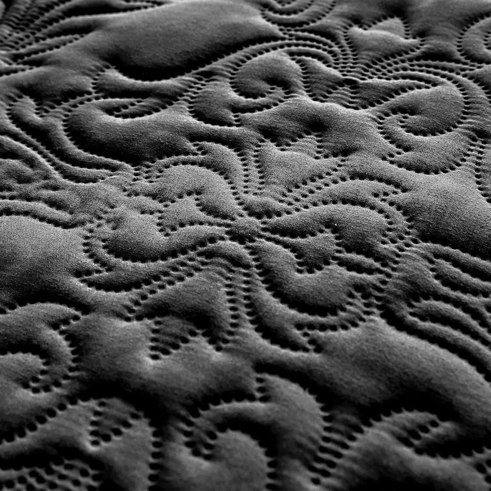 Sophia and William 3 Pieces Quilt Set Queen/Full Size with 1 Quilt and 2 Pillow Shams, Reversible Microfiber Bedding Bedspread Coverlet Set, Cozy, Lightweight and Hypoallergenic, Black